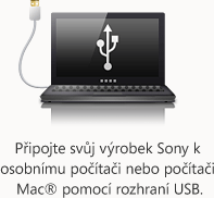 Připojte svůj výrobek Sony k osobnímu počítači nebo počítači Mac® pomocí rozhraní USB.