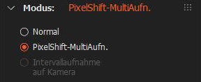 Bedienfeld für Modus
