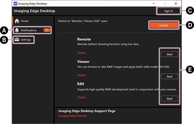 imaging edge desktop webcam