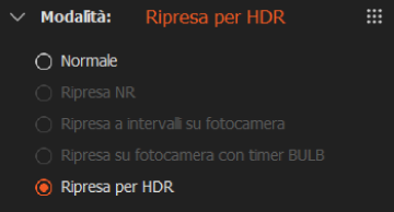 Pannello delle modalità