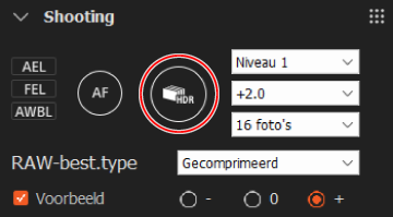 Paneel Opnemen. De ontspanknop wordt gemarkeerd.