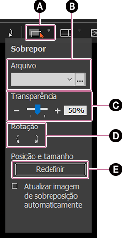 botões de sobreposição