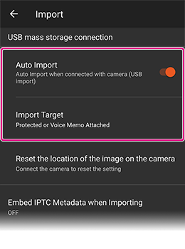 2.2. Importing images via a USB mass storage connection