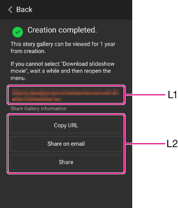 The screen displayed when you operate the app on your smartphone is located. Each item on the screen is marked from L1 to L3. Refer to the following for details.