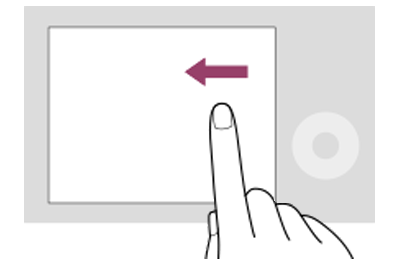 Illustration of swiping to the left on the right side of the screen