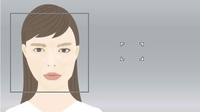 Illustration of appearance of gray face-recognition frame