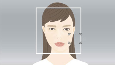 Illustration de l’apparence du cadre de reconnaissance de visage blanc