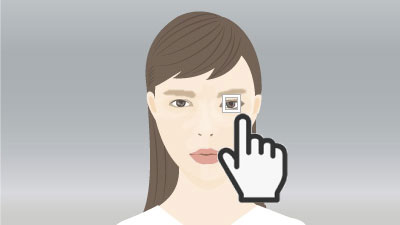 Illustration of touching near the eye of a subject