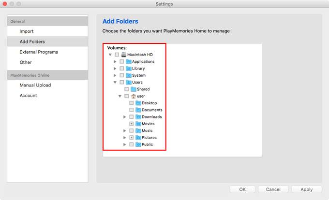 Adding / Removing folders, How to use (Mac), Image Management Software  PlayMemories Home™ Support, Support