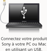 Connectez votre produit Sony à votre PC ou Mac en utilisant un USB.