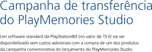 Campanha de transferência do PlayMemories Studio