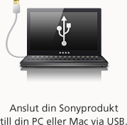 Anslut din Sonyprodukt till din PC eller Mac via USB.