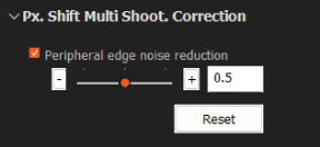 Pixel Shift Multi Shooting Correction palette