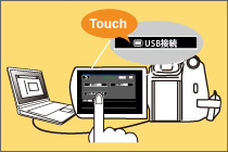 Camcorderの液晶に表示された左上の【USB Connect】を押します。